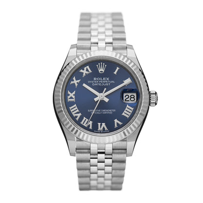 Rolex Stainless Steel 18K White Gold 31mm Oyster Perpetual Datejust Watch Bright Blue Roman 278274 1 of 5