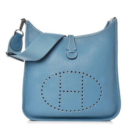 Hermes Taurillon Clemence Evelyne III PM Blue Jean 1 of 8