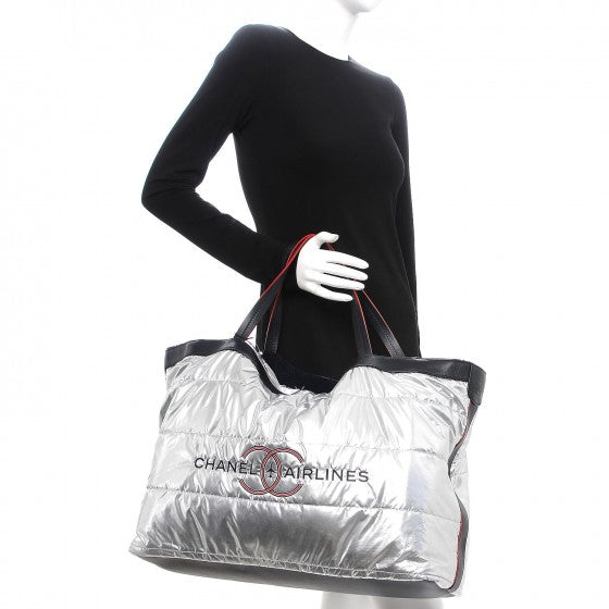 Reversible Airlines Tote Silver Navy
