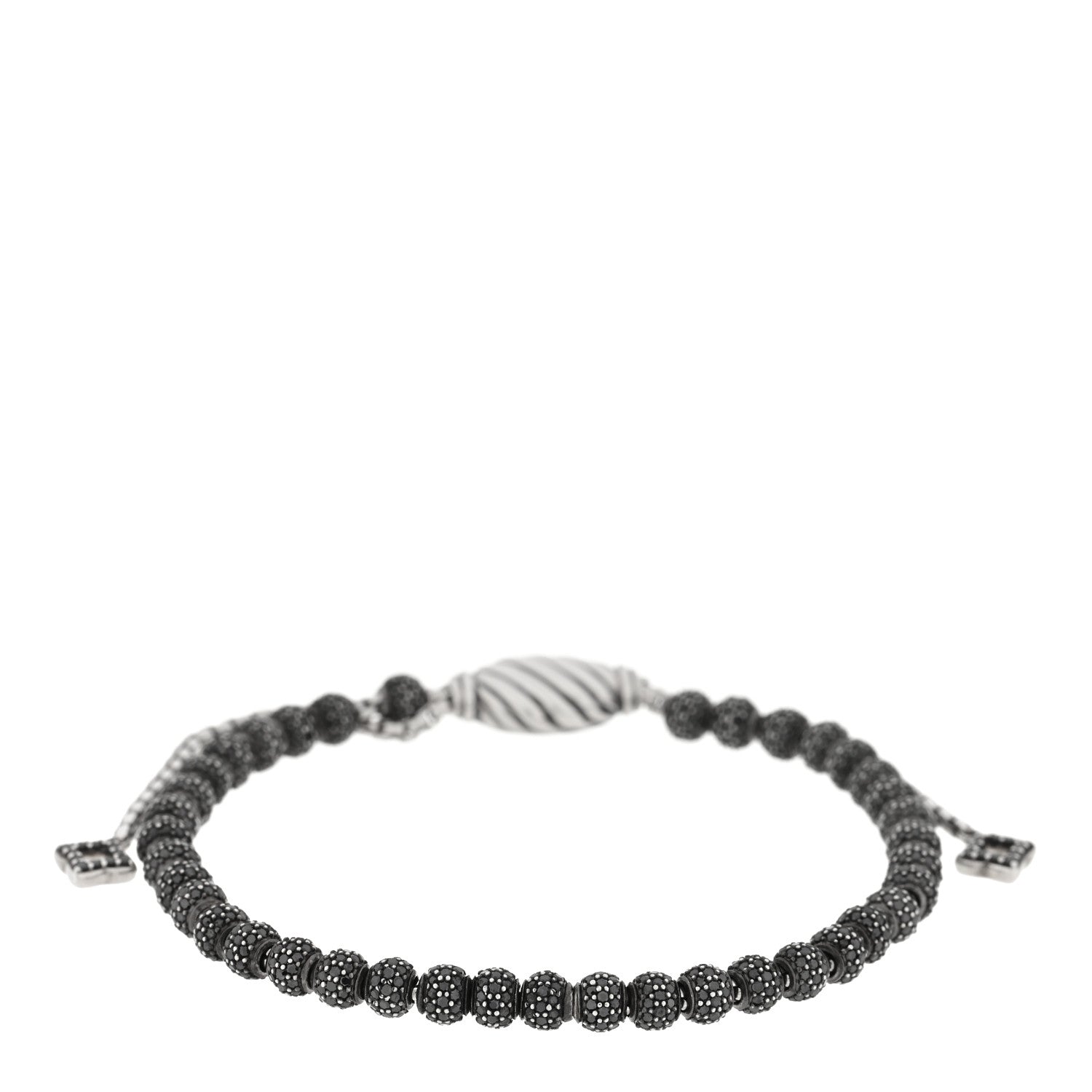 David Yurman Sterling Silver Black Diamond Petite Pave Spiritual Beads Bracelet 1 of 3