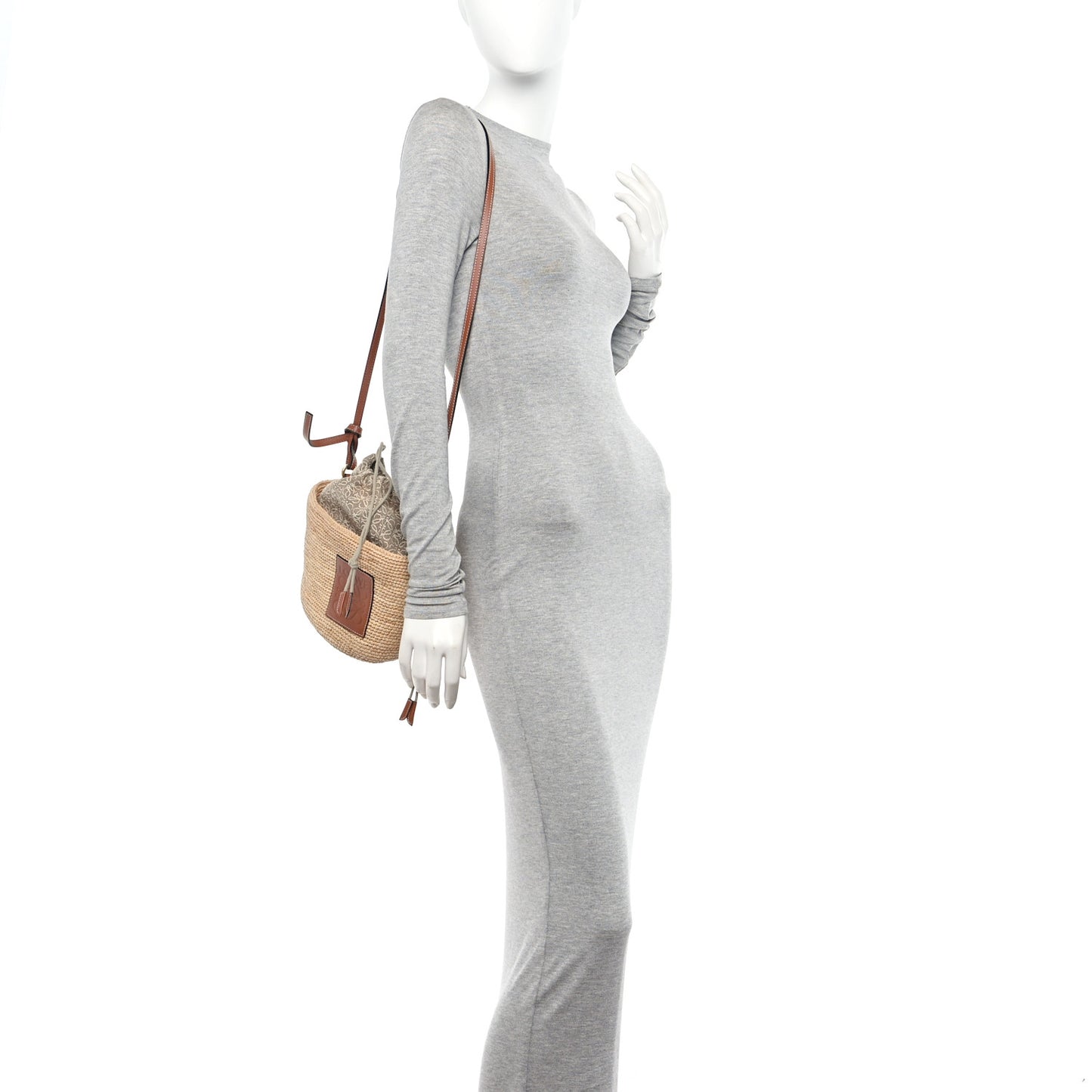 Calfskin Raffia Anagram Paulas Ibiza Pochette Bag Natural Tan