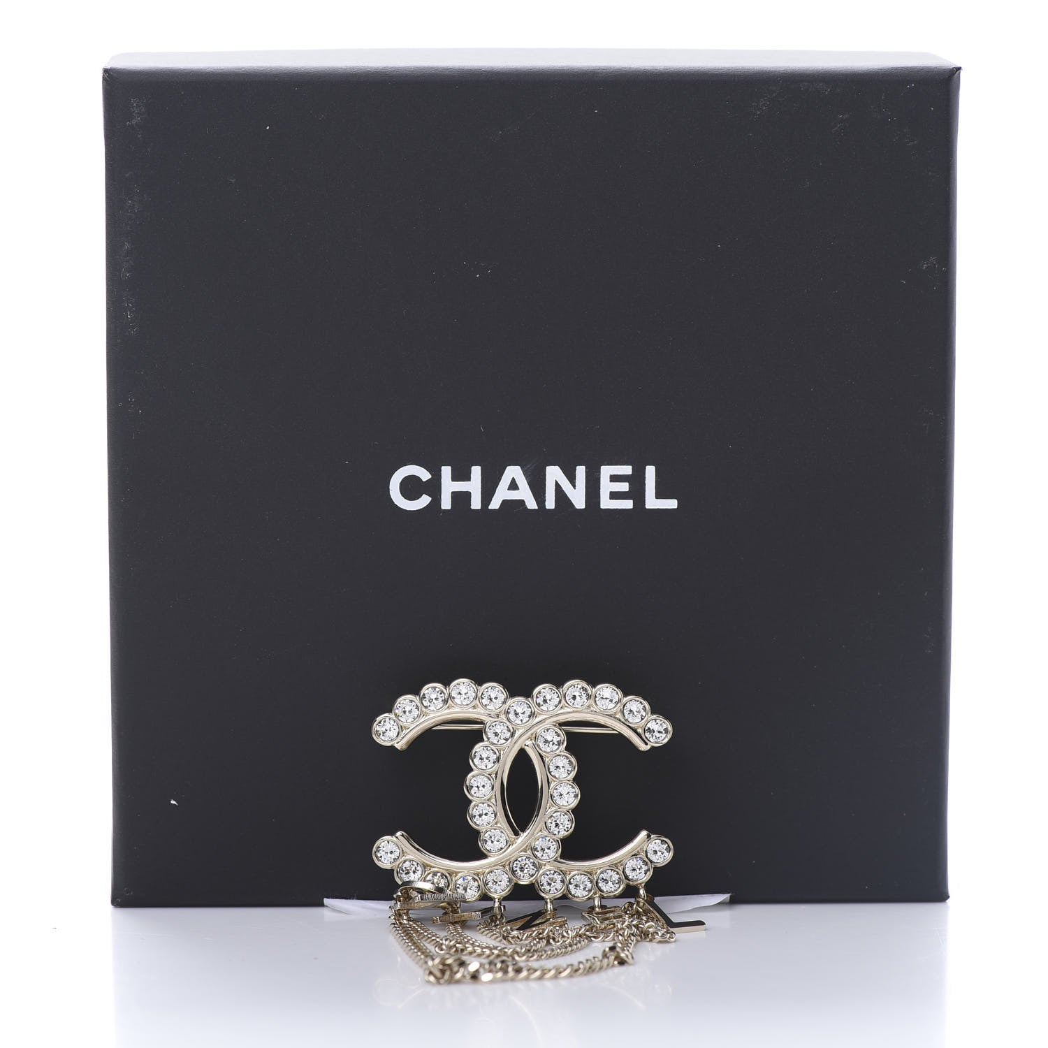 Chanel Metal Crystal Bow-tiful CC Chain Brooch Gold 5 of 5