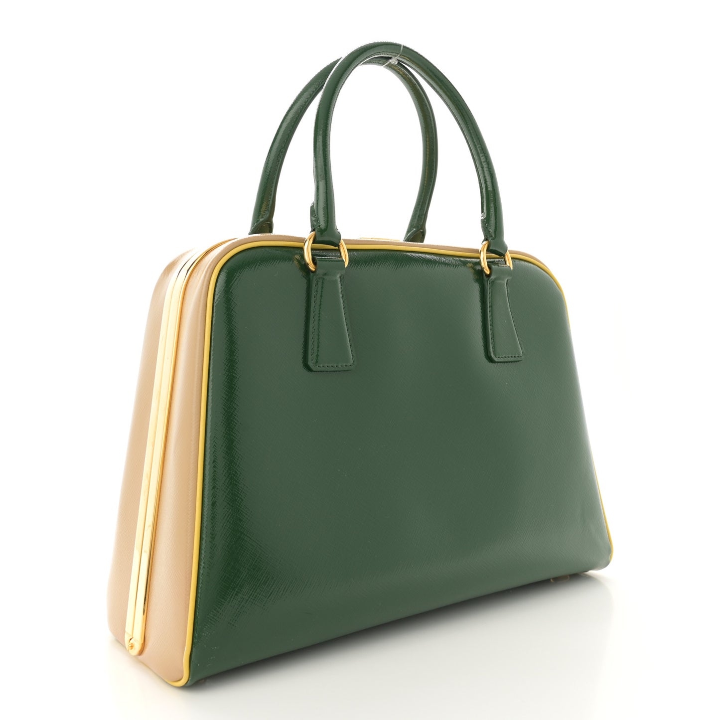 Saffiano Vernice Pyramid Bag Larice Sabbia