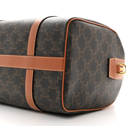 Celine Triomphe Canvas Calfskin Boston Bag Tan 10 of 10