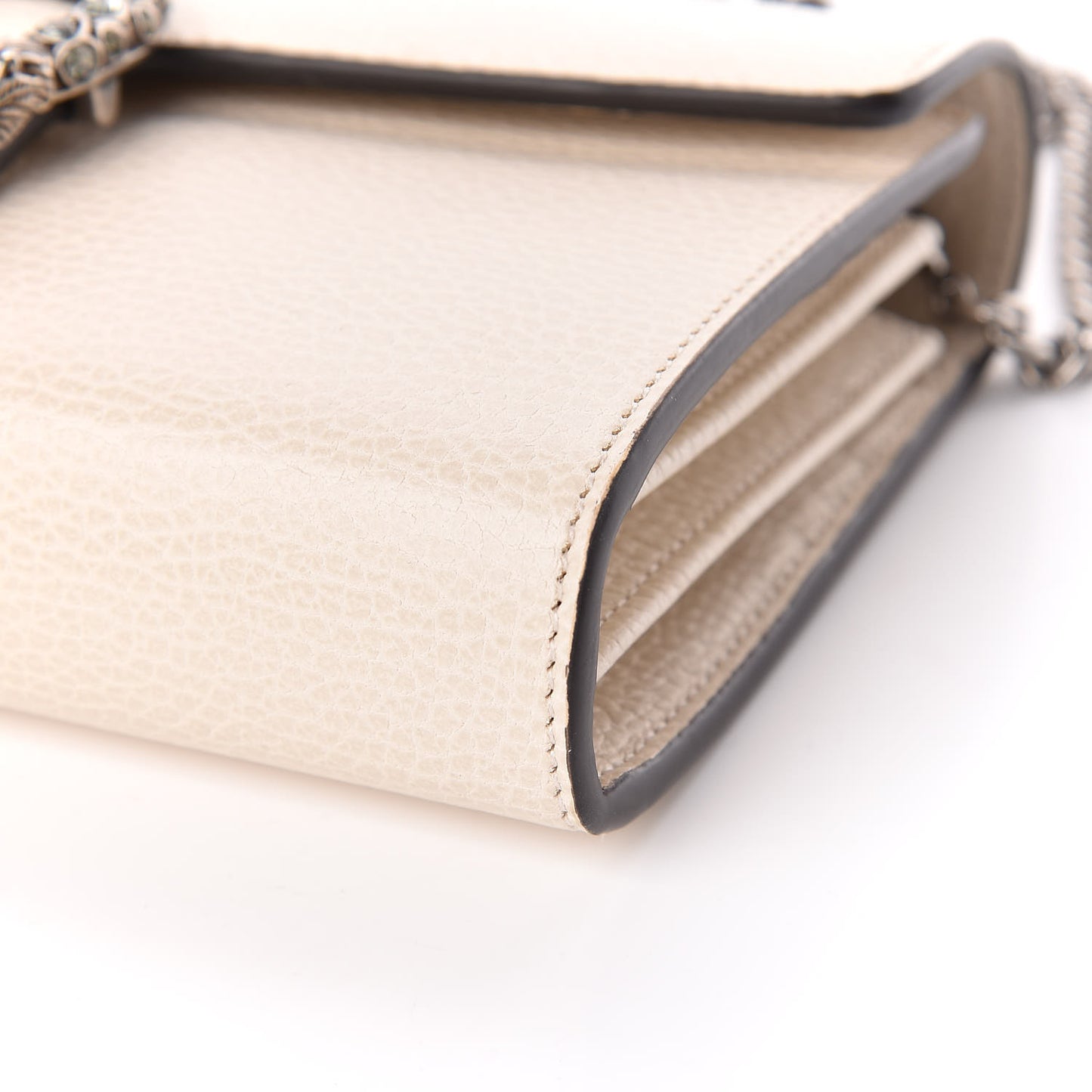 Dollar Calfskin Mini Dionysus Chain Wallet Mystic White