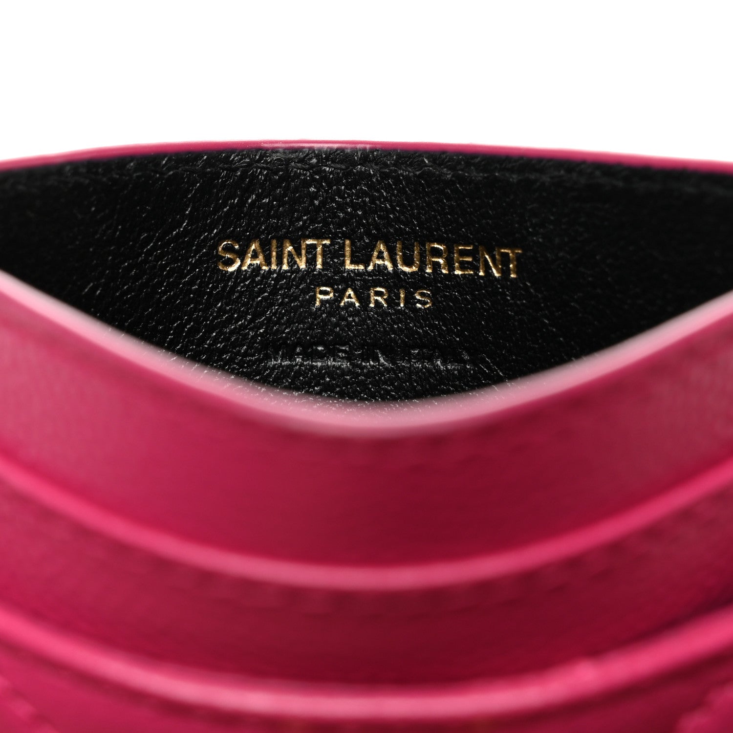Saint Laurent Grain De Poudre Matelasse Chevron Monogram Credit Card Case Fresh Fuxia 6 of 8