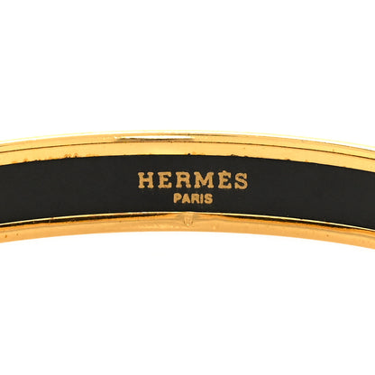 Hermes Enamel Printed Narrow Bracelet Gold Black 4 of 5