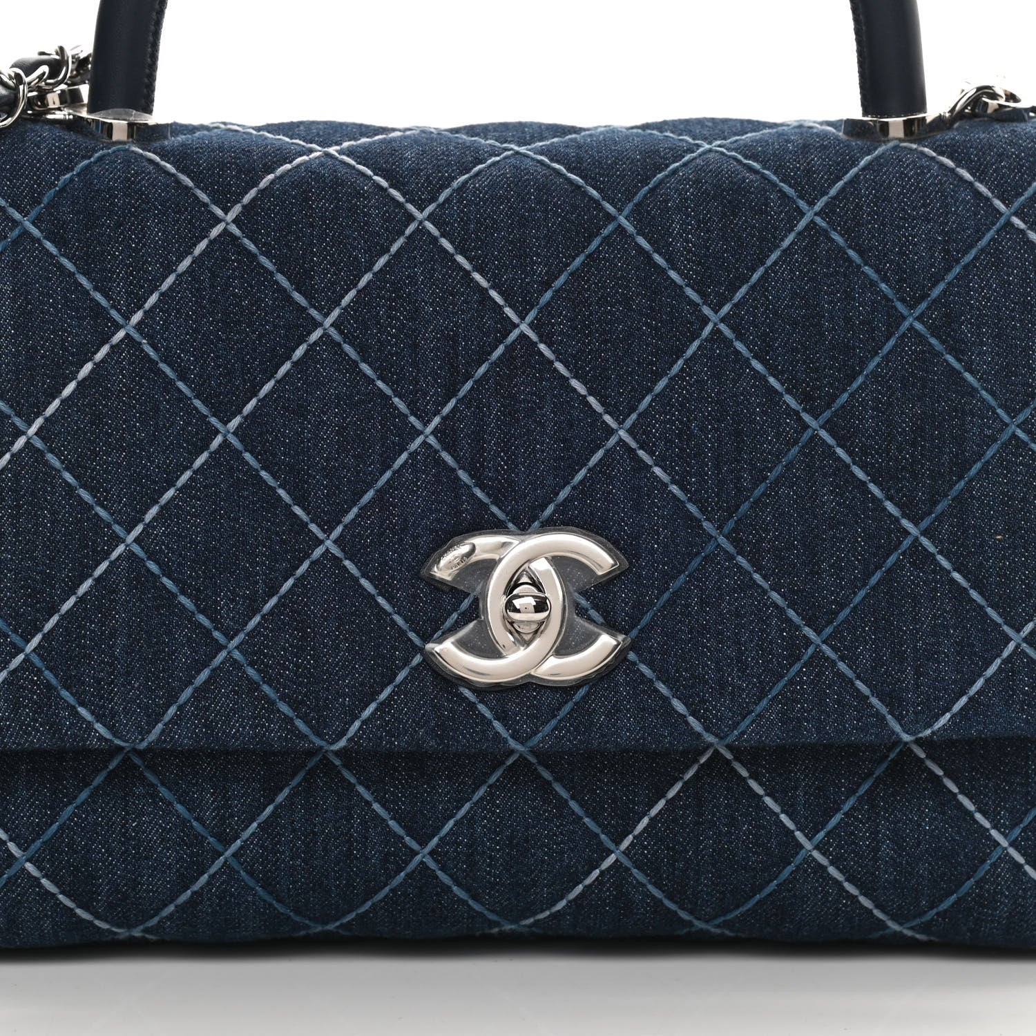 Chanel Denim Quilted Small Coco Handle Flap Blue 8 of 11