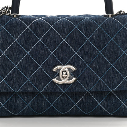 Chanel Denim Quilted Small Coco Handle Flap Blue 8 of 11