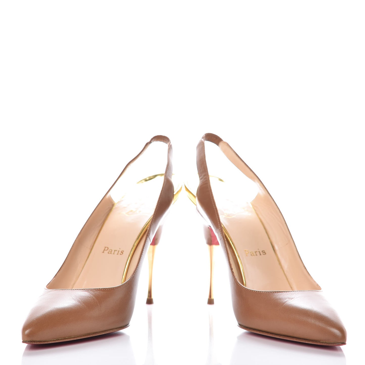 Calfskin Twistochat 100 Slingback Pumps 39 Noisette