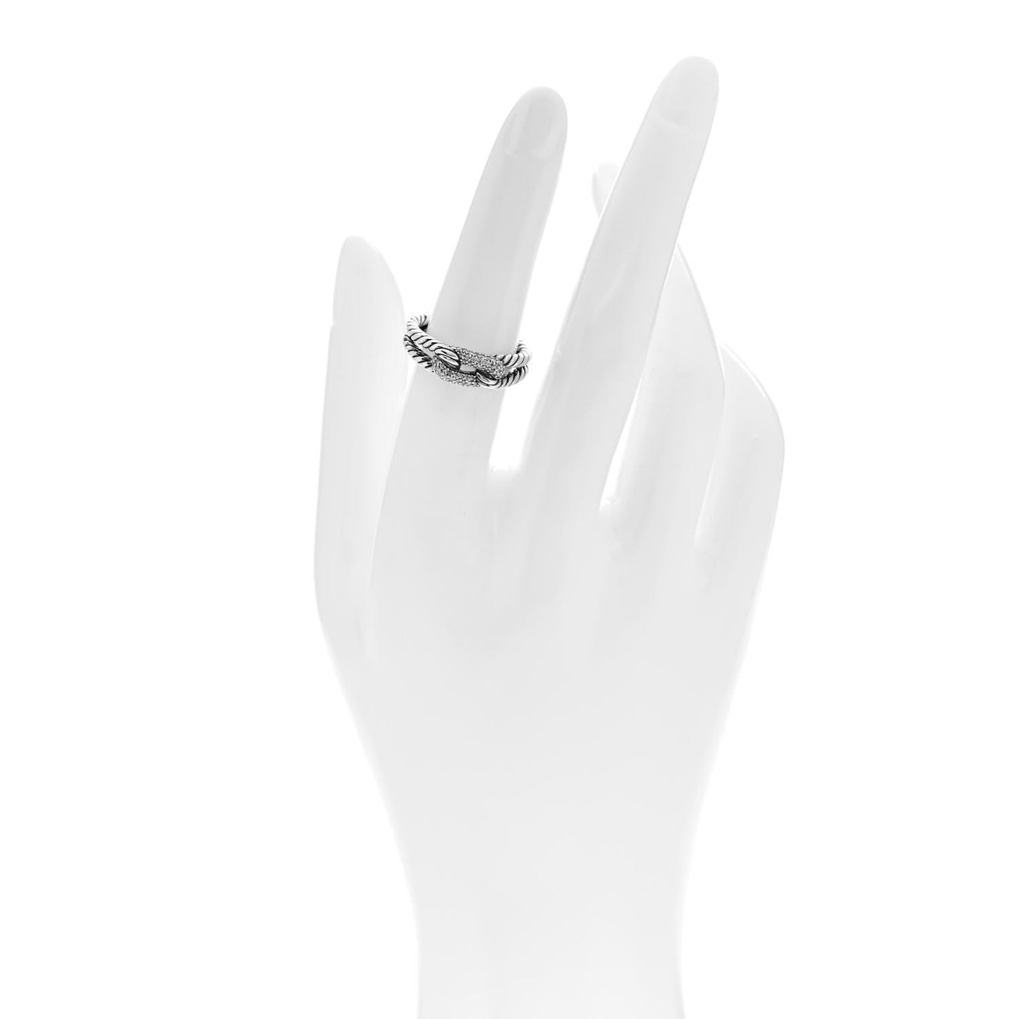 Sterling Silver Diamond Pave Petite Single Loop Labyrinth Ring 52 6