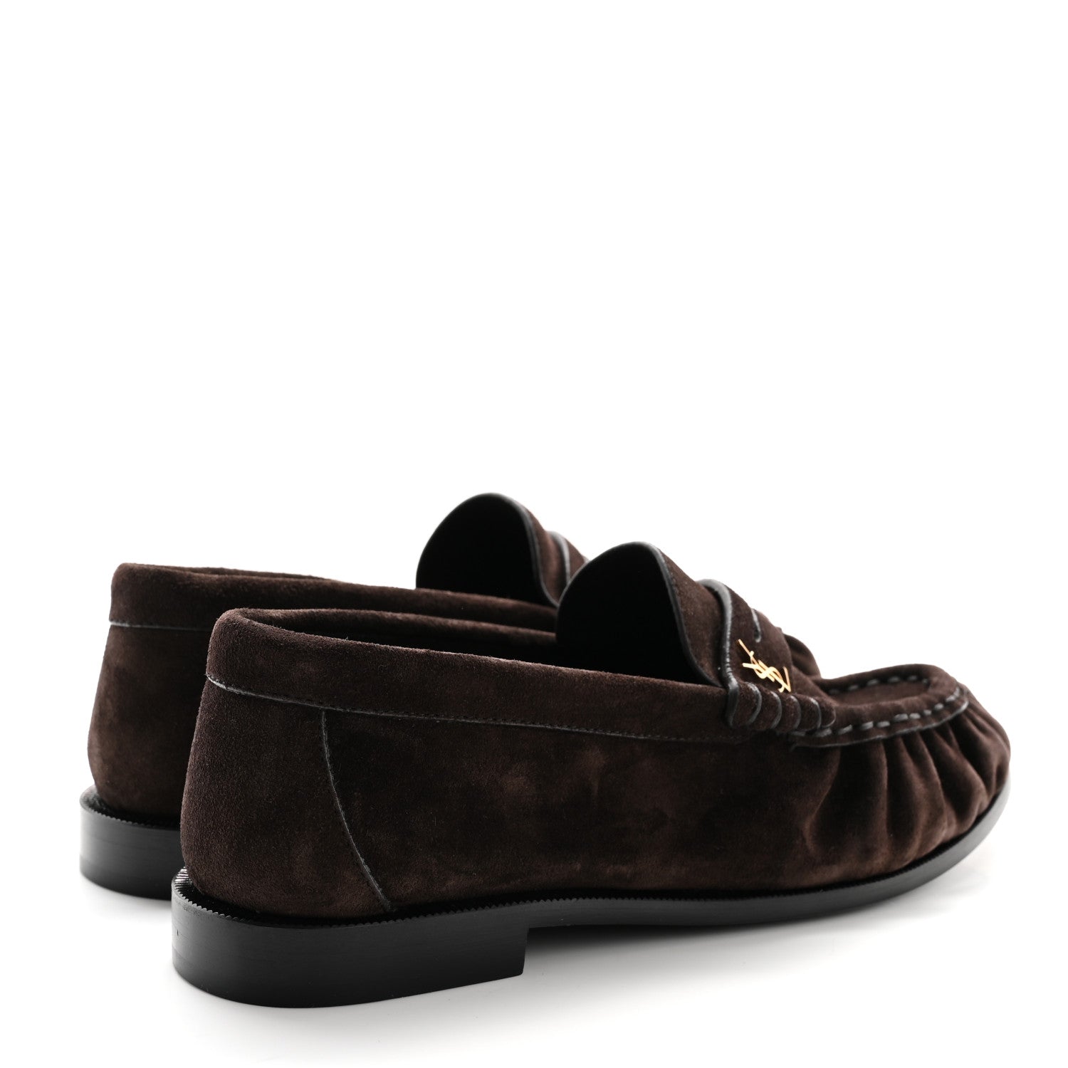 Saint Laurent Suede Le Loafer 15 Penny Slippers 36.5 Dark Chocolate 4 of 11