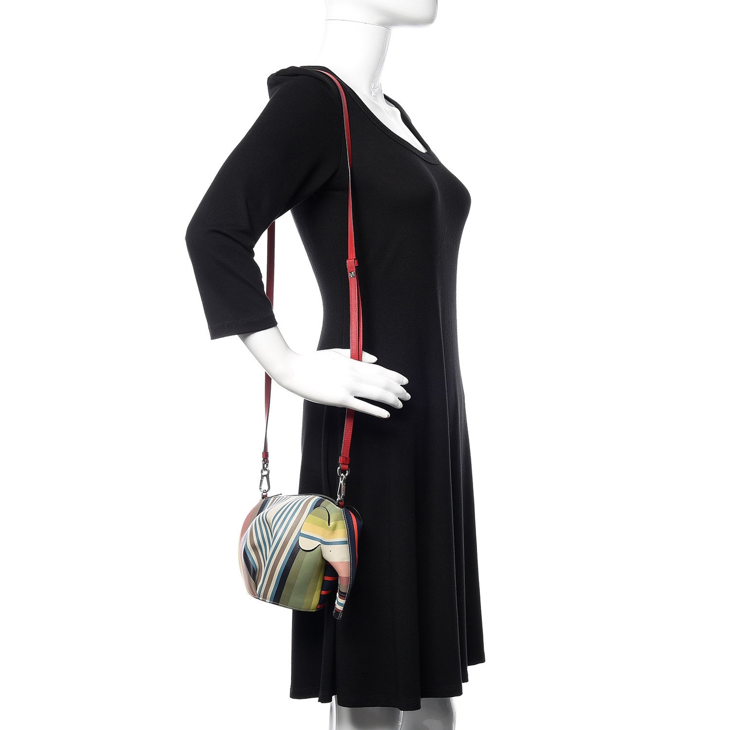 Calfskin Strip Mini Elephant Crossbody Bag Multicolor