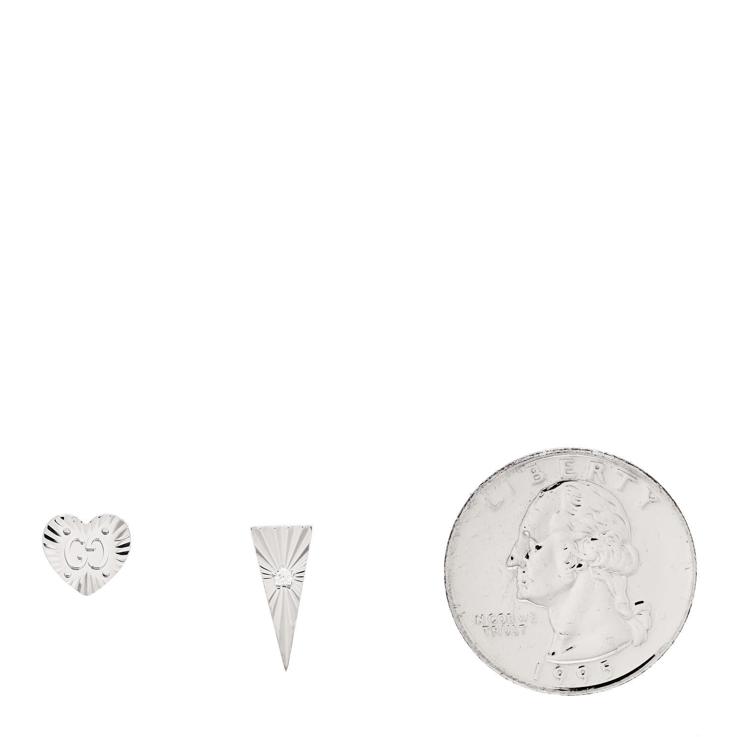 Gucci 18K White Gold Diamond Icon Asymmetric Stud Earrings 2 of 4