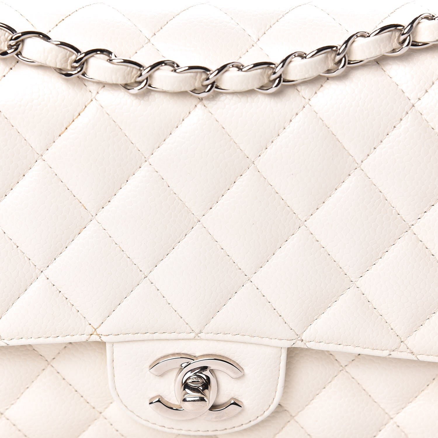 Chanel Caviar Quilted Medium Double Flap White 29 of 29