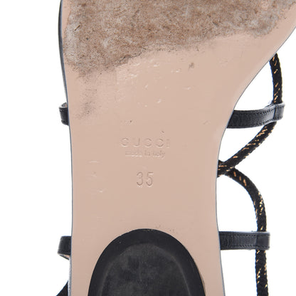 Gucci Malaga Kid Pearl Lace Up Sandals 35 Black 7 of 10