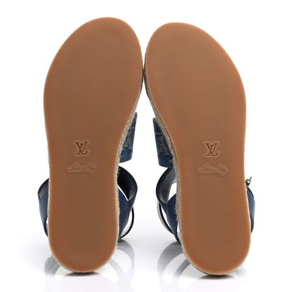 Louis Vuitton Monogram Denim Starboard Espadrille Flat Sandal 37 Blue 5 of 8