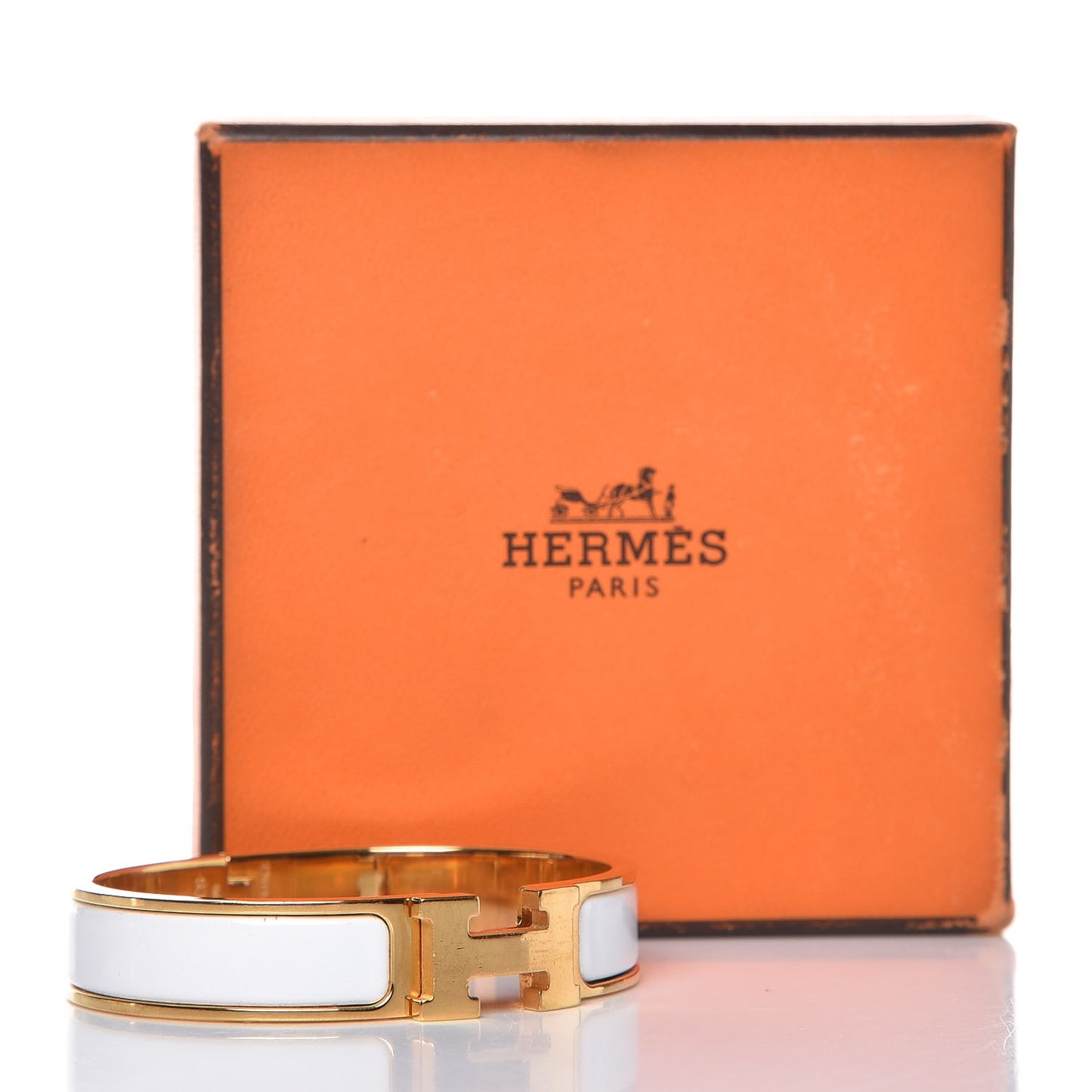 Enamel Narrow Clic Clac H Bracelet PM White