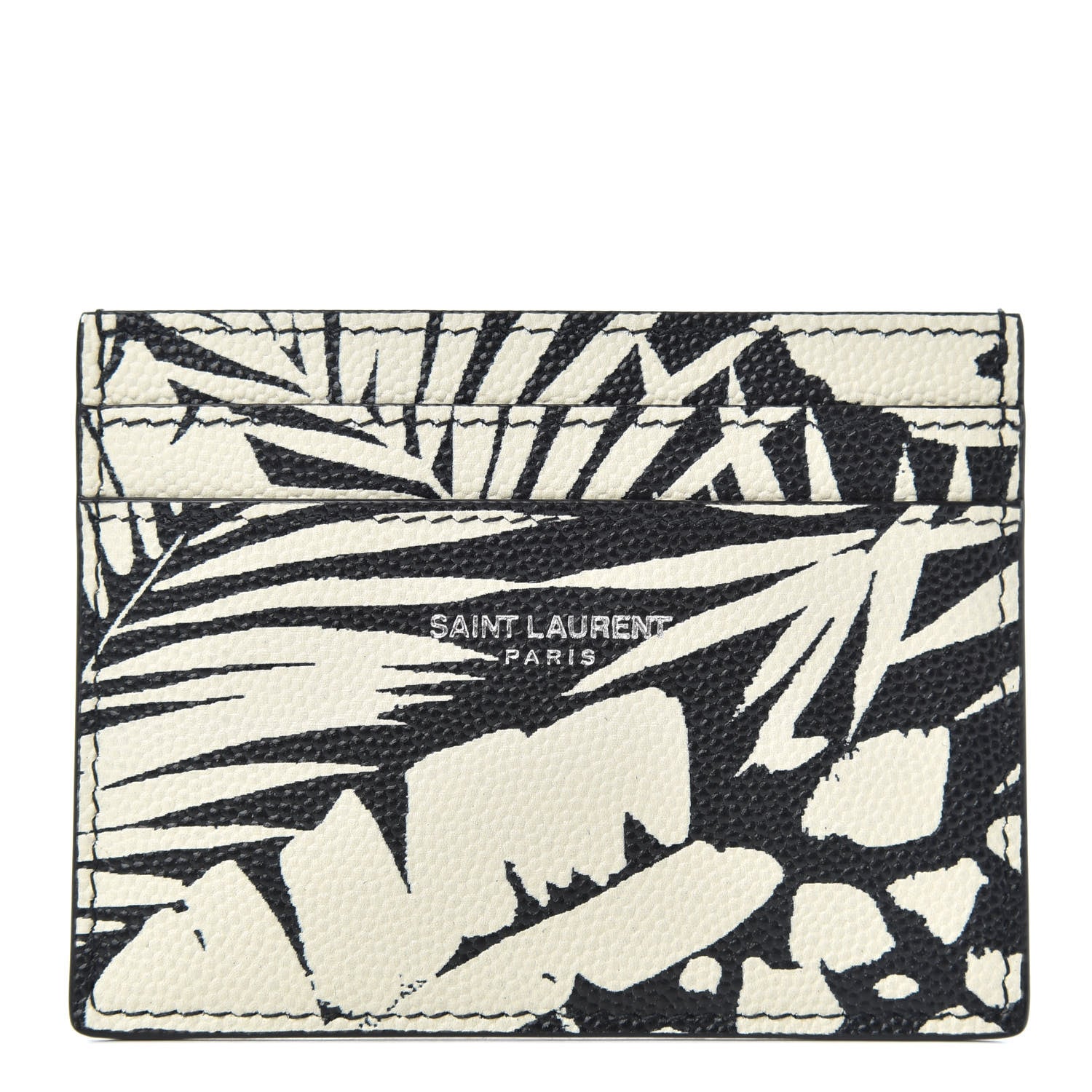 Saint Laurent Grain De Poudre Palm Tree Card Case Black Off White 1 of 7