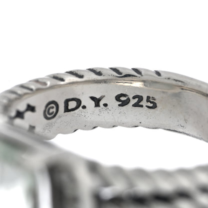 David Yurman Sterling Silver Diamond Prasiolite 10mm Petite Wheaton Ring 50 5.5 4 of 4