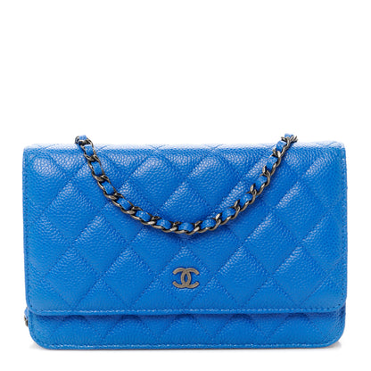 Chanel Caviar Quilted Wallet on Chain WOC Blue 1 of 12