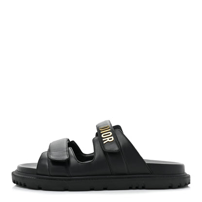 Christian Dior Lambskin Dioract 10mm Slide Sandals 40 Black 1 of 11