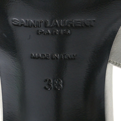 Saint Laurent Crepe Satin Blanco Feathered Sandals Slight 38 Green 7 of 10