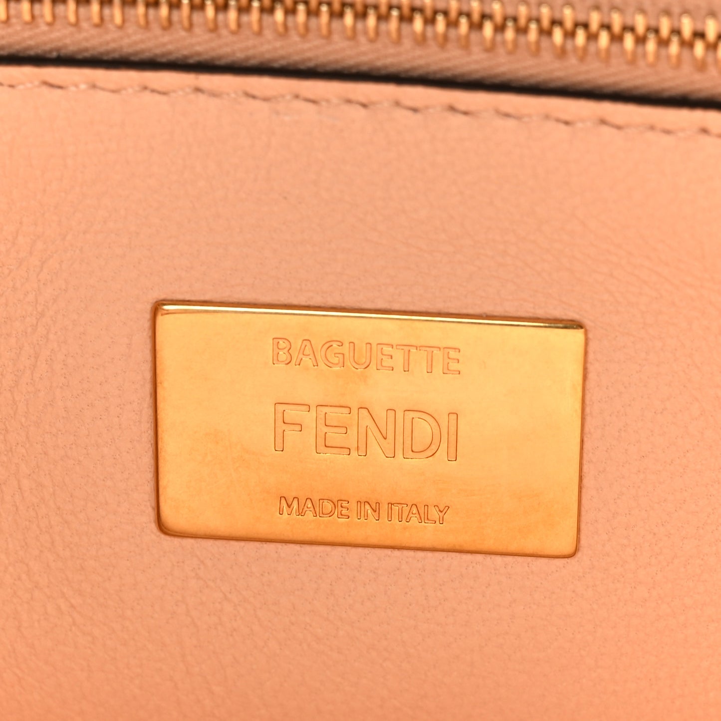 Nappa Small FF Embossed Midi Chain Baguette Light Rose