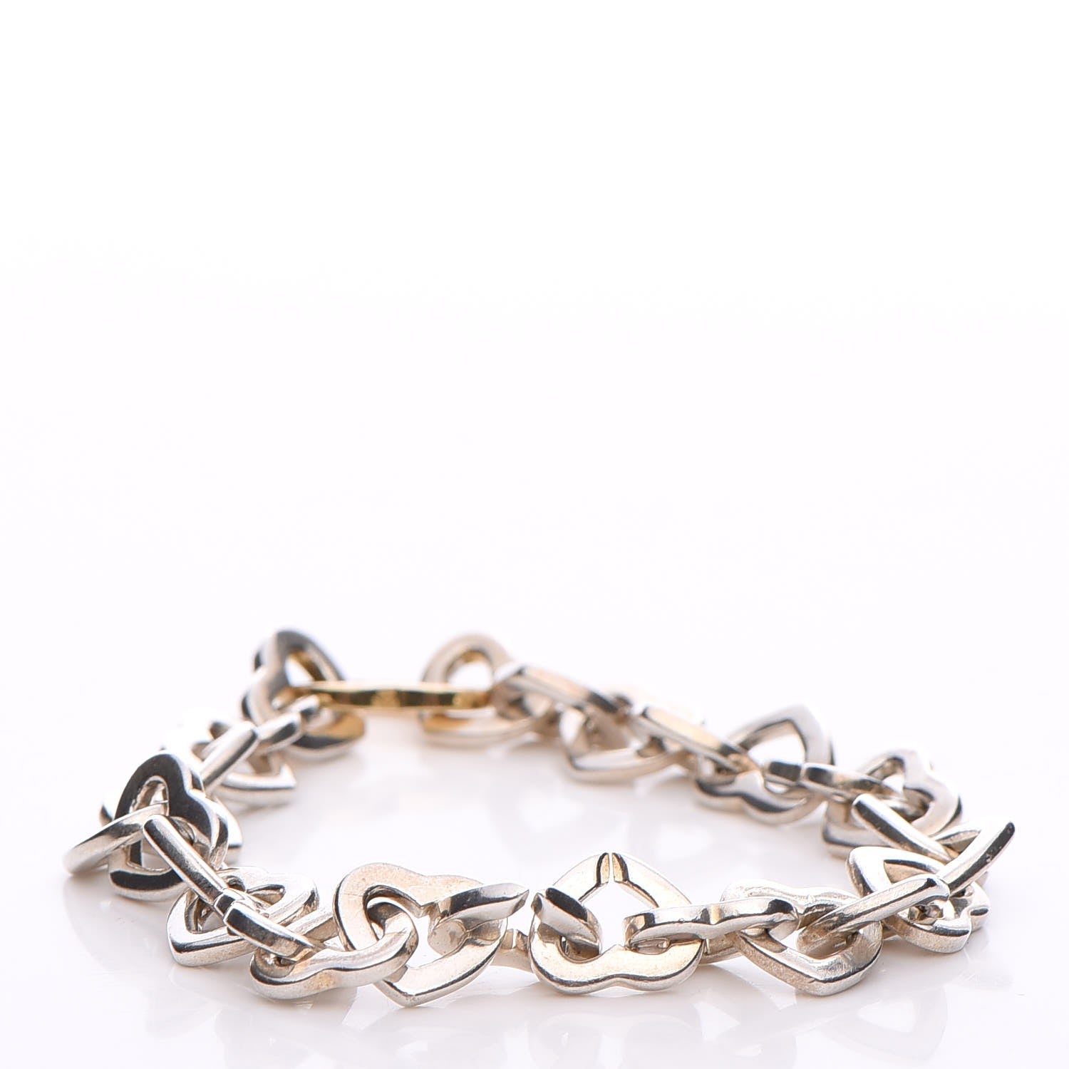 Tiffany Sterling Silver 18K Yellow Gold Heart Links Bracelet 3 of 5