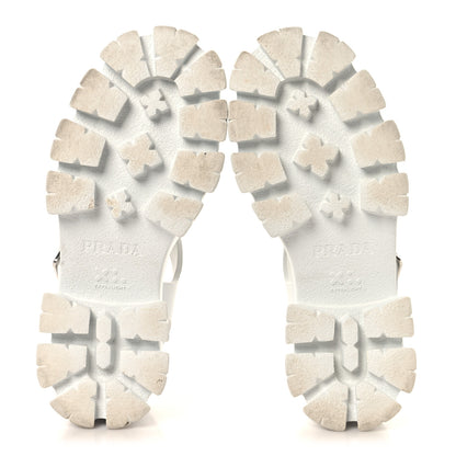 Prada Foam Rubber Triangle Logo Monolith 55mm Cage Sandals 35 White 6 of 10