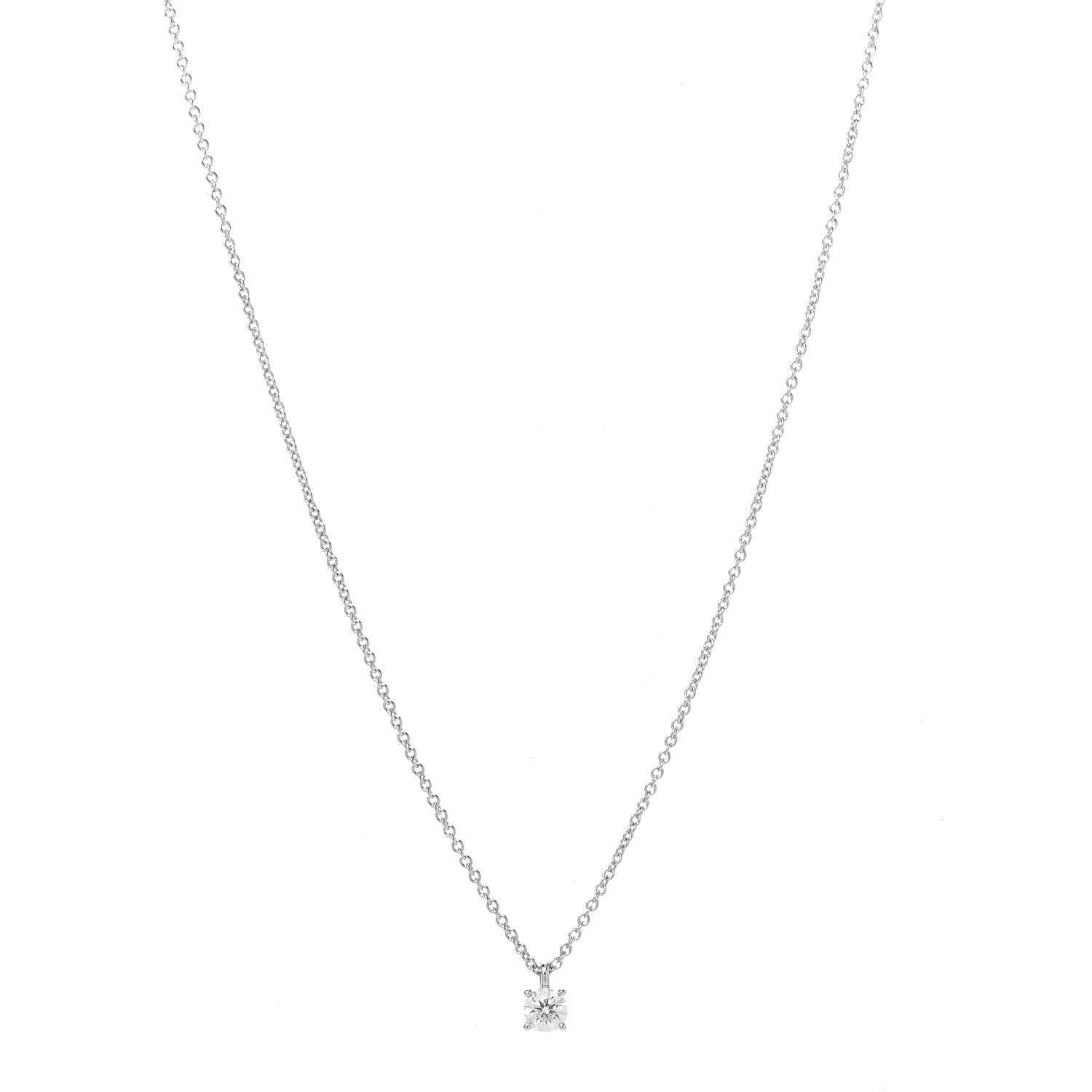 Tiffany Platinum Diamond .19ct Solitaire Pendant Necklace 1 of 6