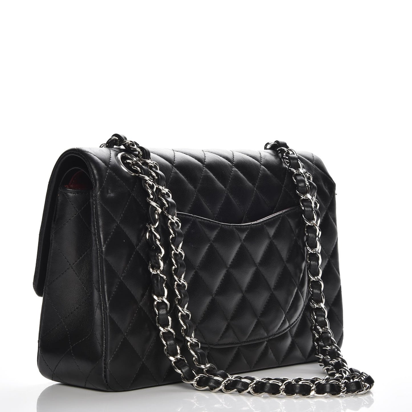 Lambskin Quilted Medium Double Flap Black