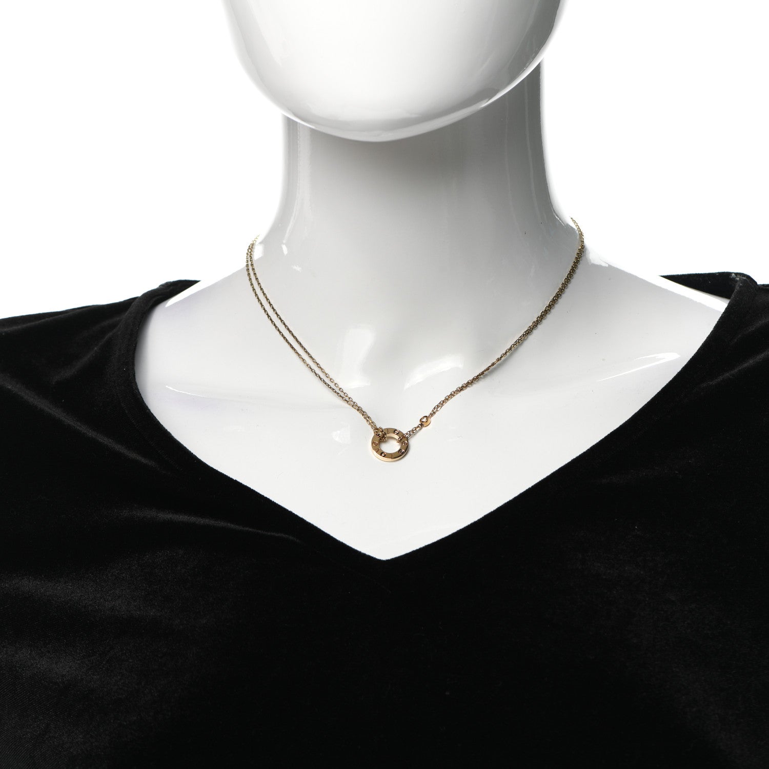 Cartier 18K Yellow Gold 2 Diamond LOVE Necklace 2 of 7