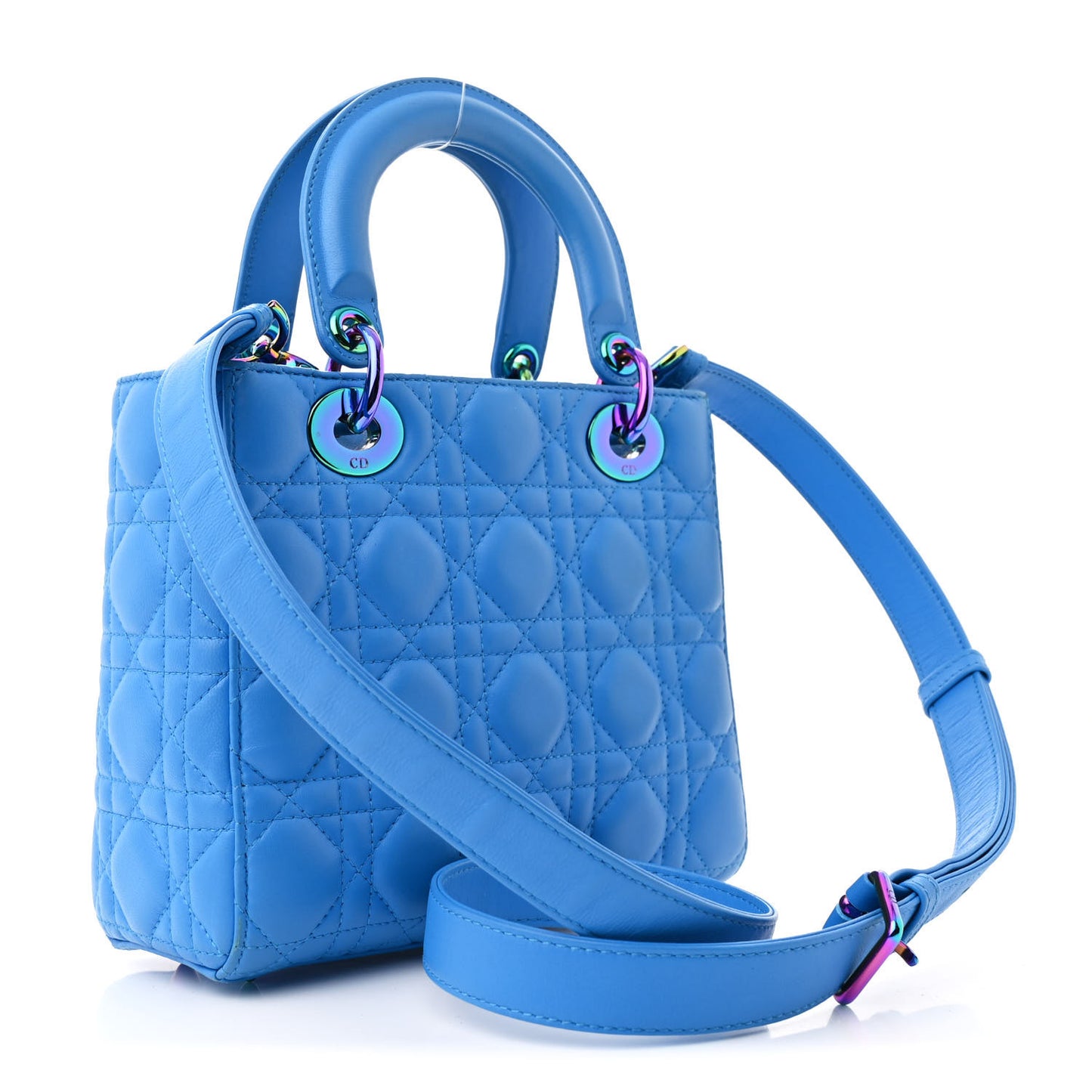 Lambskin Cannage Small Lady Dior Bright Blue
