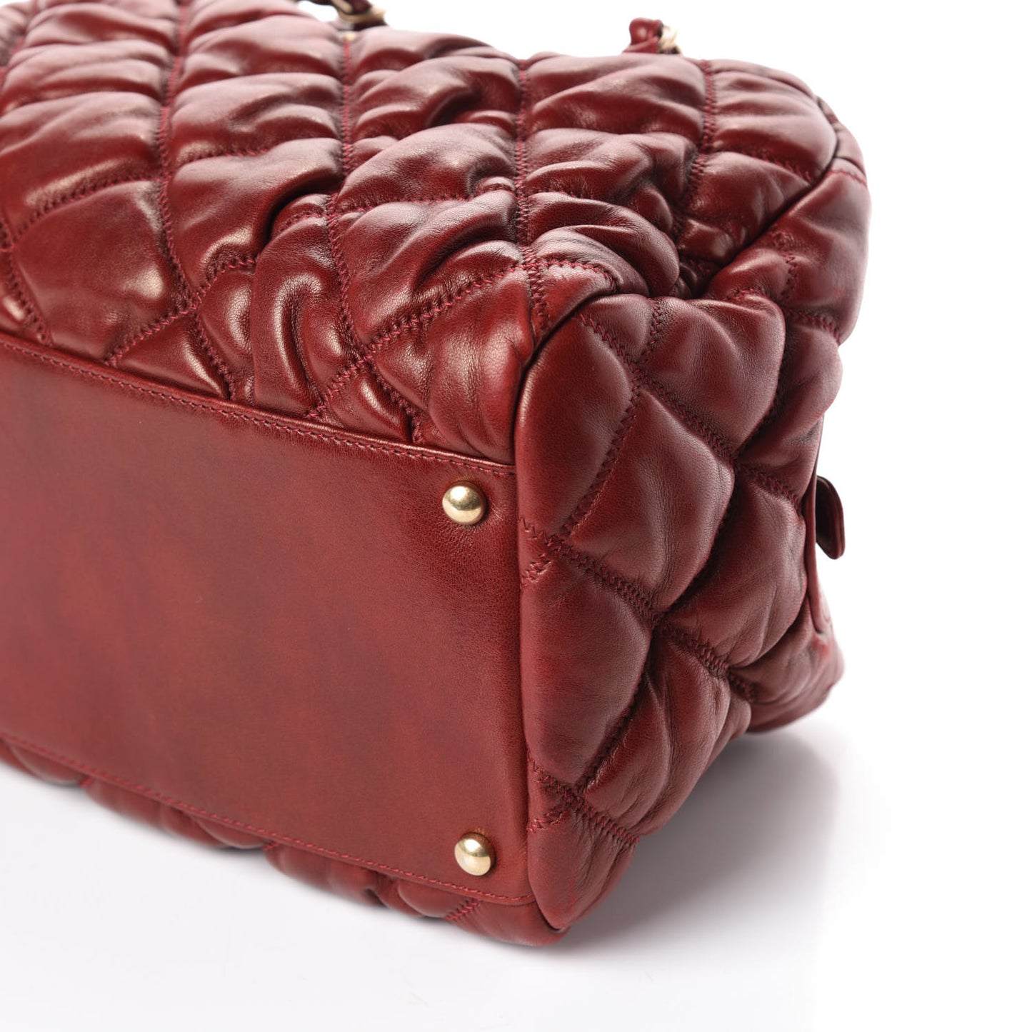 Lambskin Bubble Quilt Bowler Red