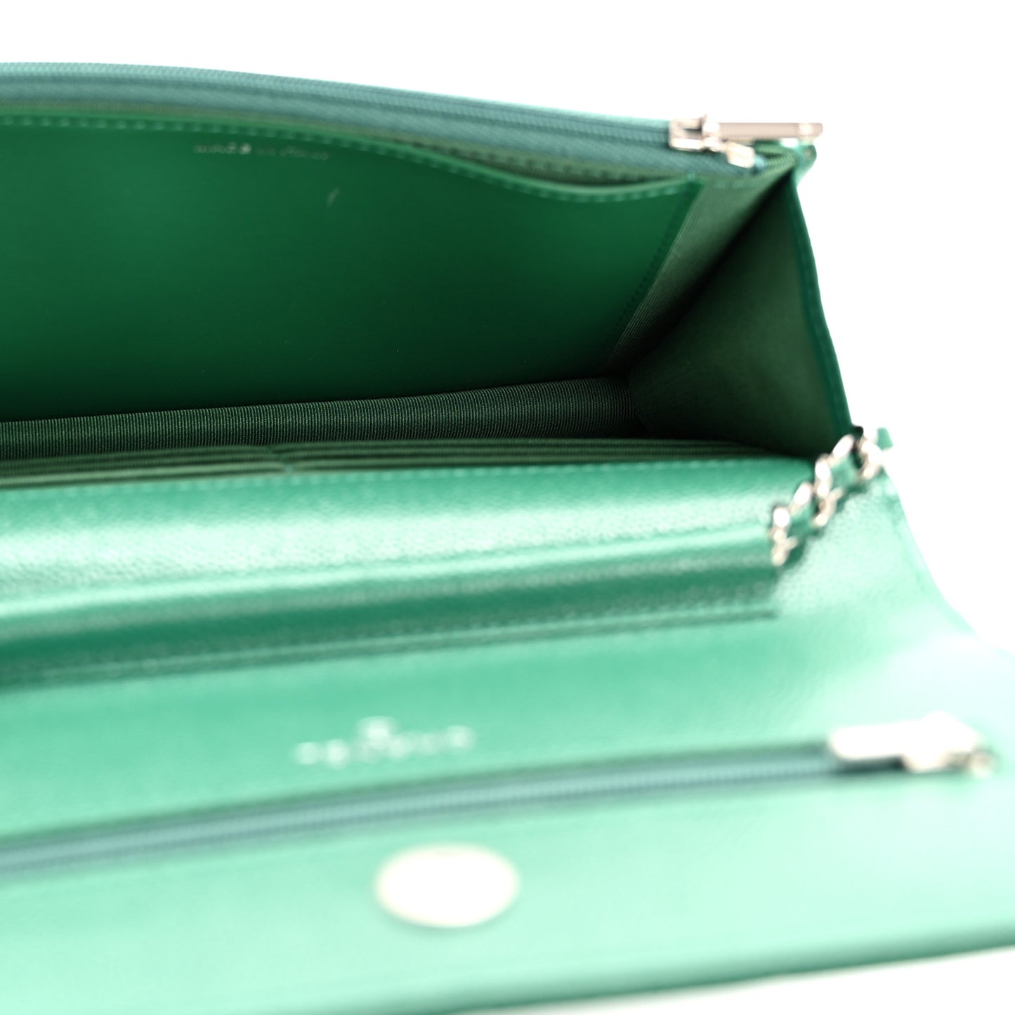 Caviar Quilted Wallet On Chain WOC Green