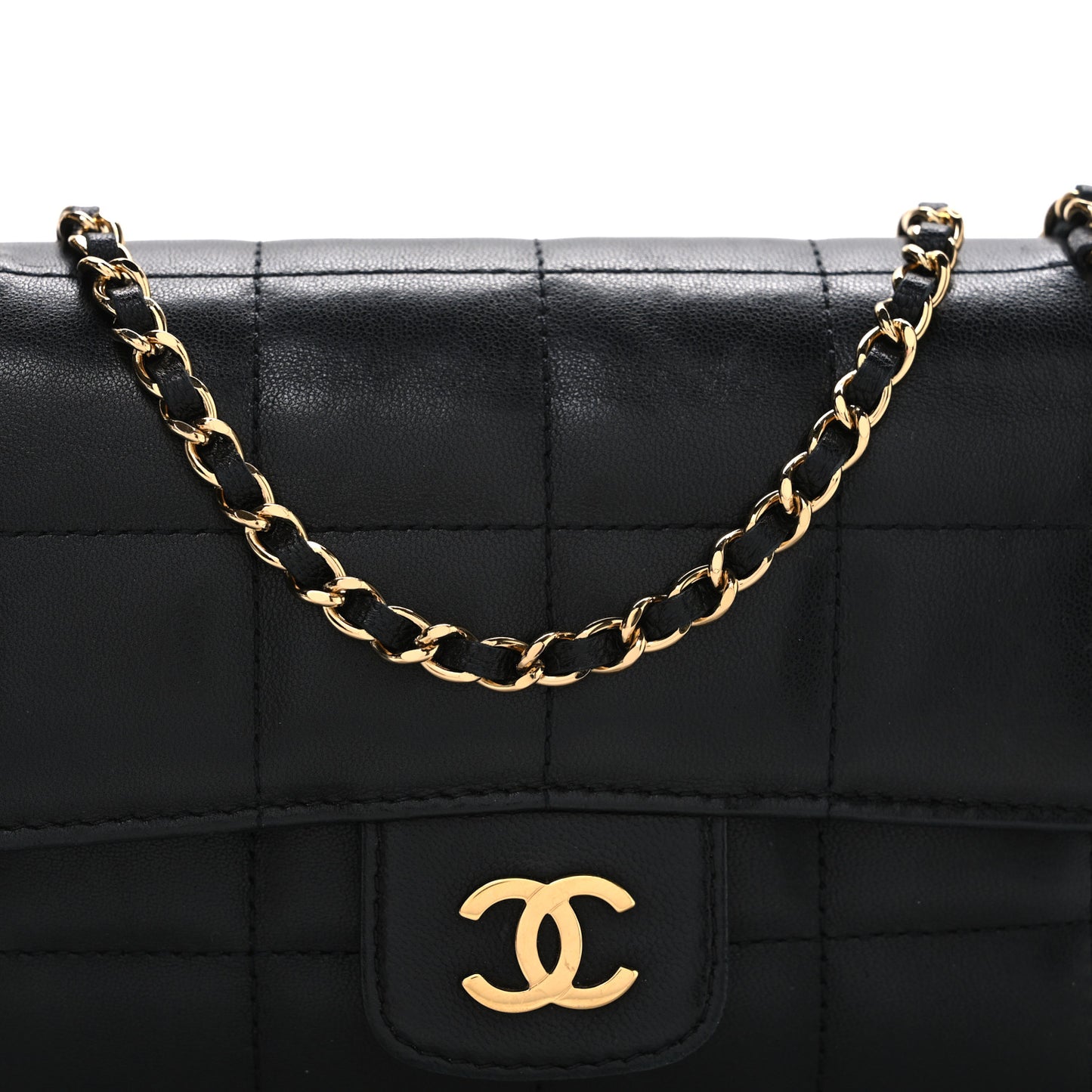 Lambskin Quilted Mini Chocolate Bar Flap Black