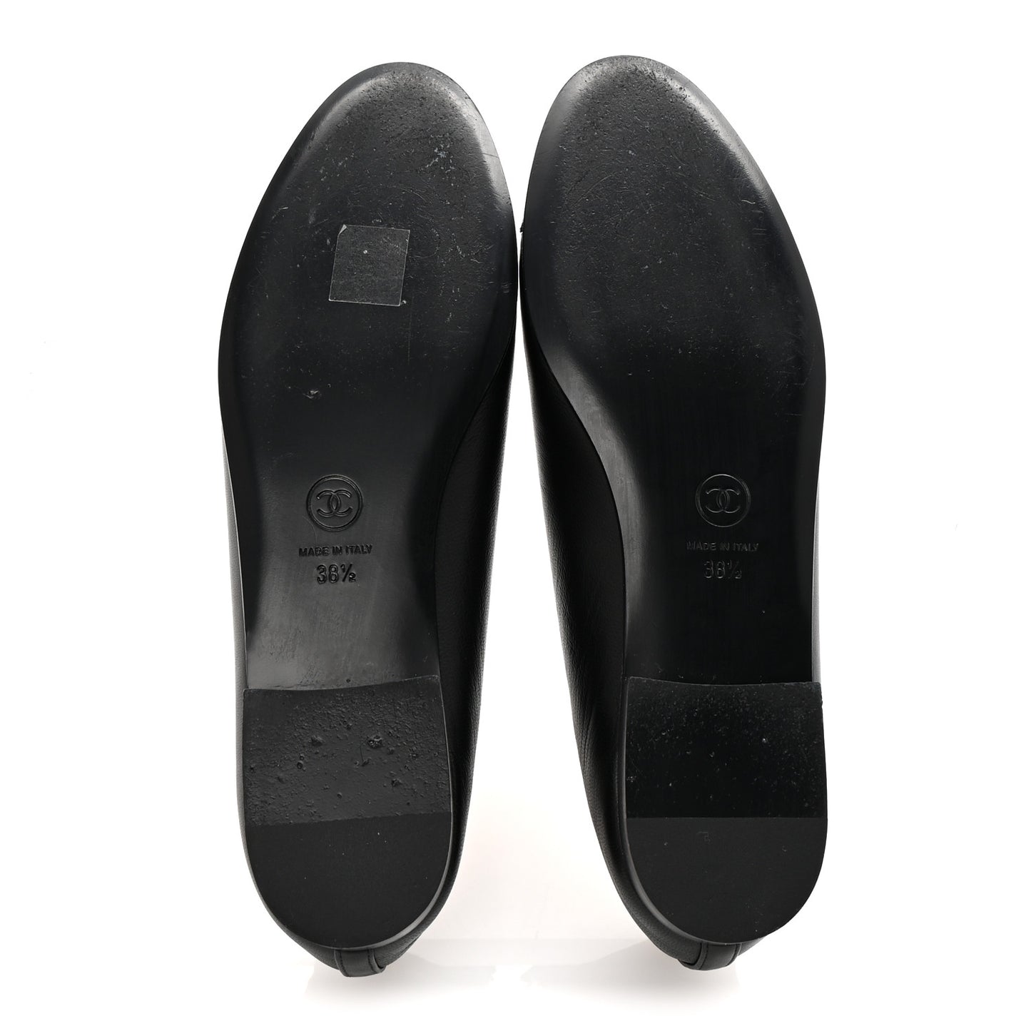 Lambskin Patent Cap Toe Ballerina Flats 38.5 Black