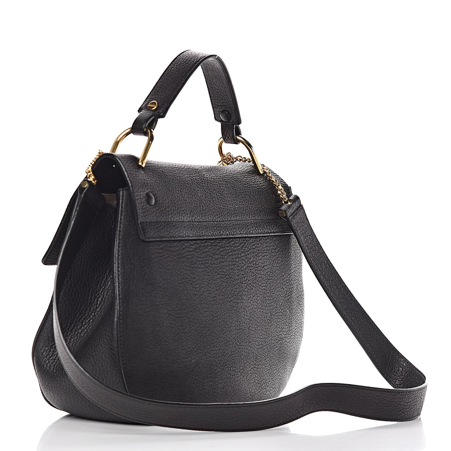 Grained Lambskin Large Drew Shoulder Bag Black