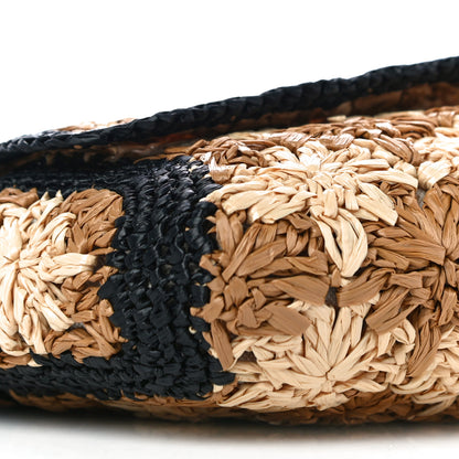 Gucci Raffia Azalea Calfskin Crochet Flower Small GG Marmont Shoulder Bag Natural Ecru Black 8 of 9