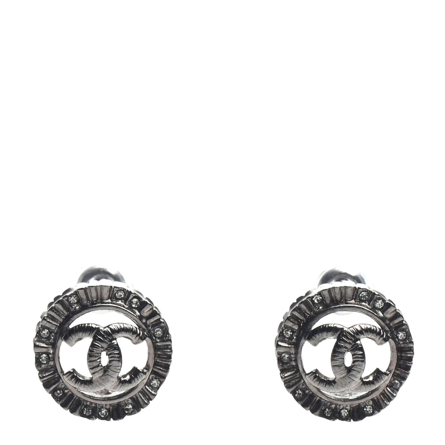 Ruthenium Crystal CC Round Earrings Silver
