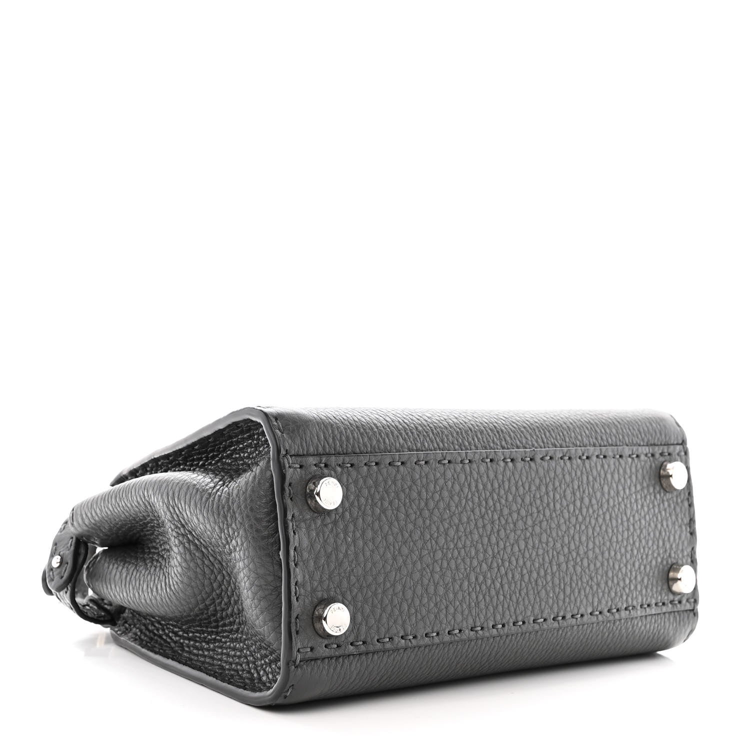 Fendi Cuoio Romano Selleria Bi-Color Mini Peekaboo Iconic Satchel Asfalto Latte 4 of 11