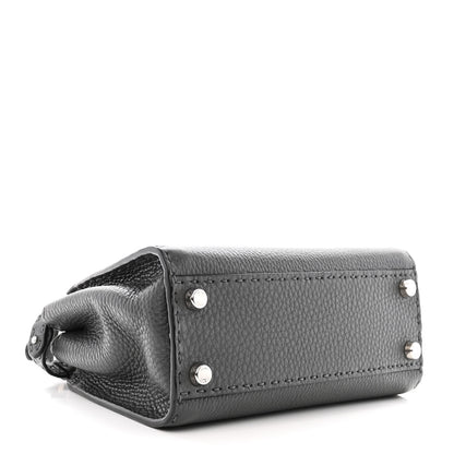 Fendi Cuoio Romano Selleria Bi-Color Mini Peekaboo Iconic Satchel Asfalto Latte 4 of 11