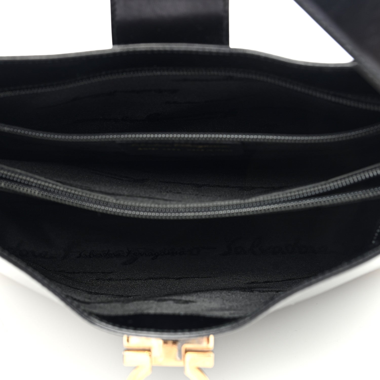 Salvatore Ferragamo Patent Calfskin Gancini Hobo Black 5 of 11