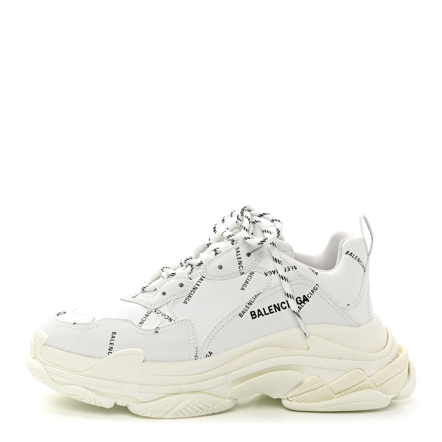 Balenciaga Technical Fabric Allover Logo Mens Triple S Sneakers 42 White Black 1 of 9