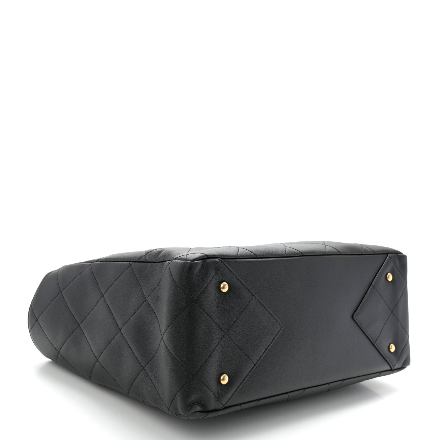 Chanel Calfskin Quilted Book Pocket Shopping Tote Black 4 of 12