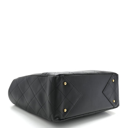 Chanel Calfskin Quilted Book Pocket Shopping Tote Black 4 of 12