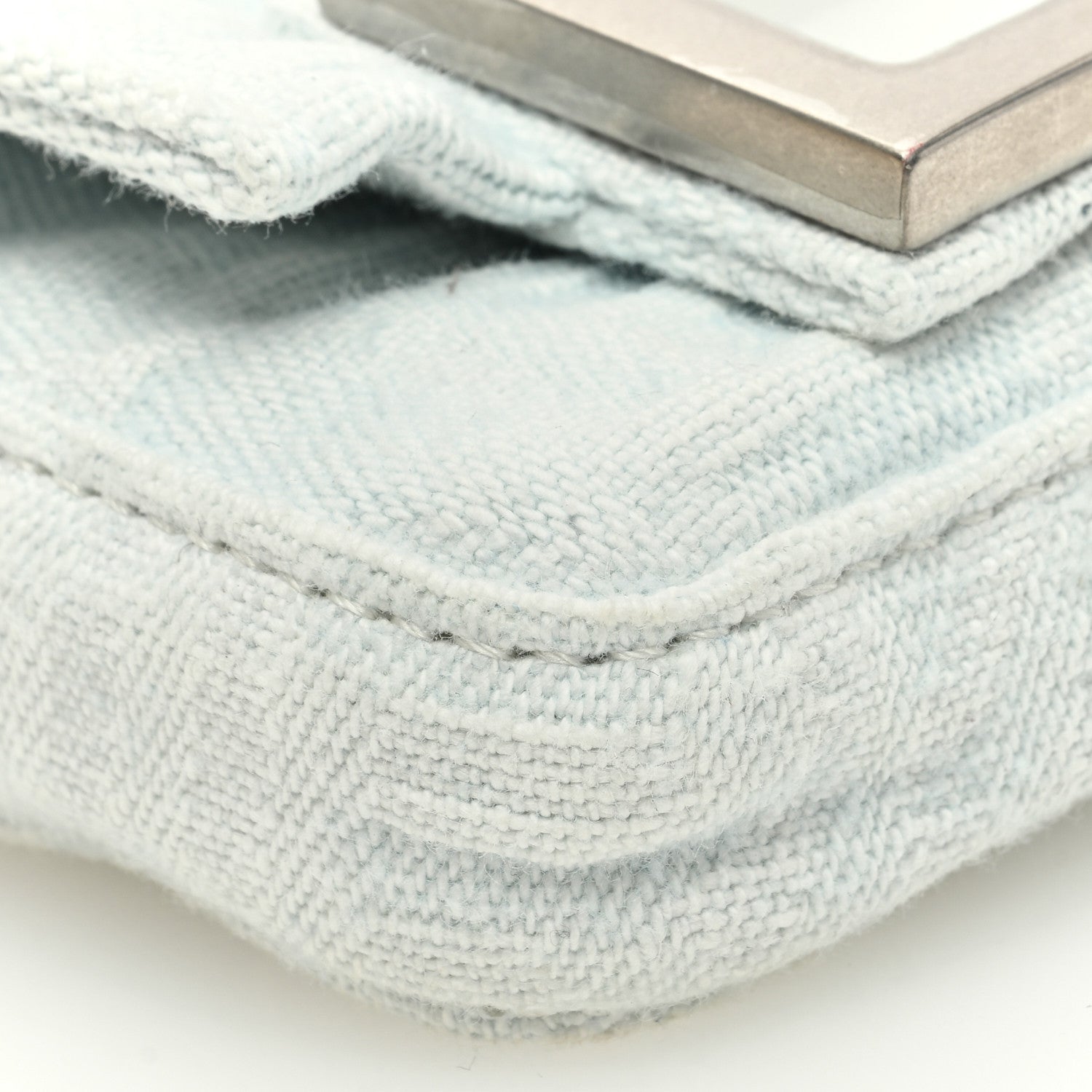 Fendi X MARC JACOBS Bleached Denim Logo Baguette Charm Off White 8 of 9