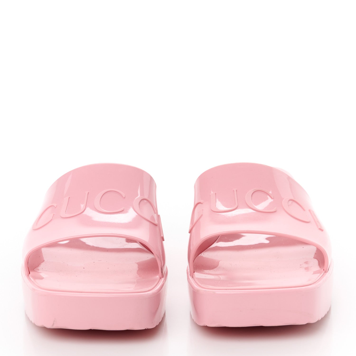 Gucci Rubber Gucci Logo Womens Platform 20/60mm Slide Sandals 38 Wild Rose 3 of 10