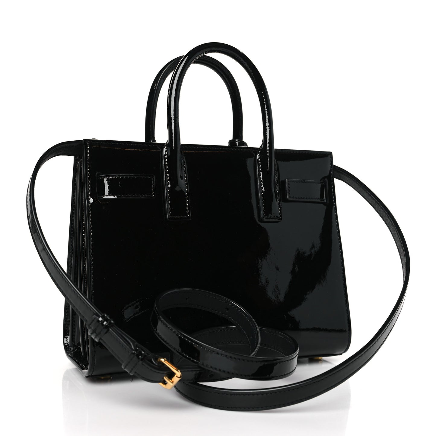 Patent Calfskin Nano Sac de Jour Black